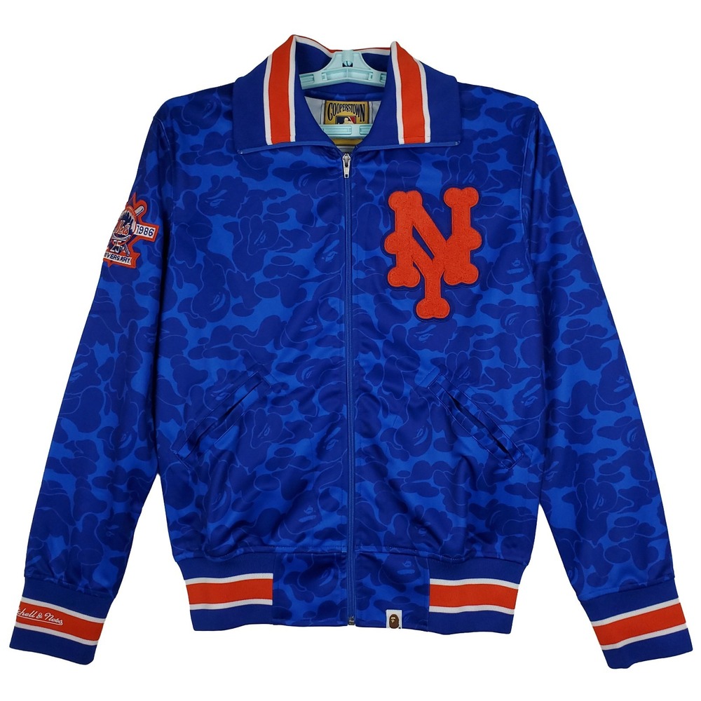 BAPE New York Mets Mitchell & Ness MLB Medium Zip Up Jacket Blue Orange‎ NWT